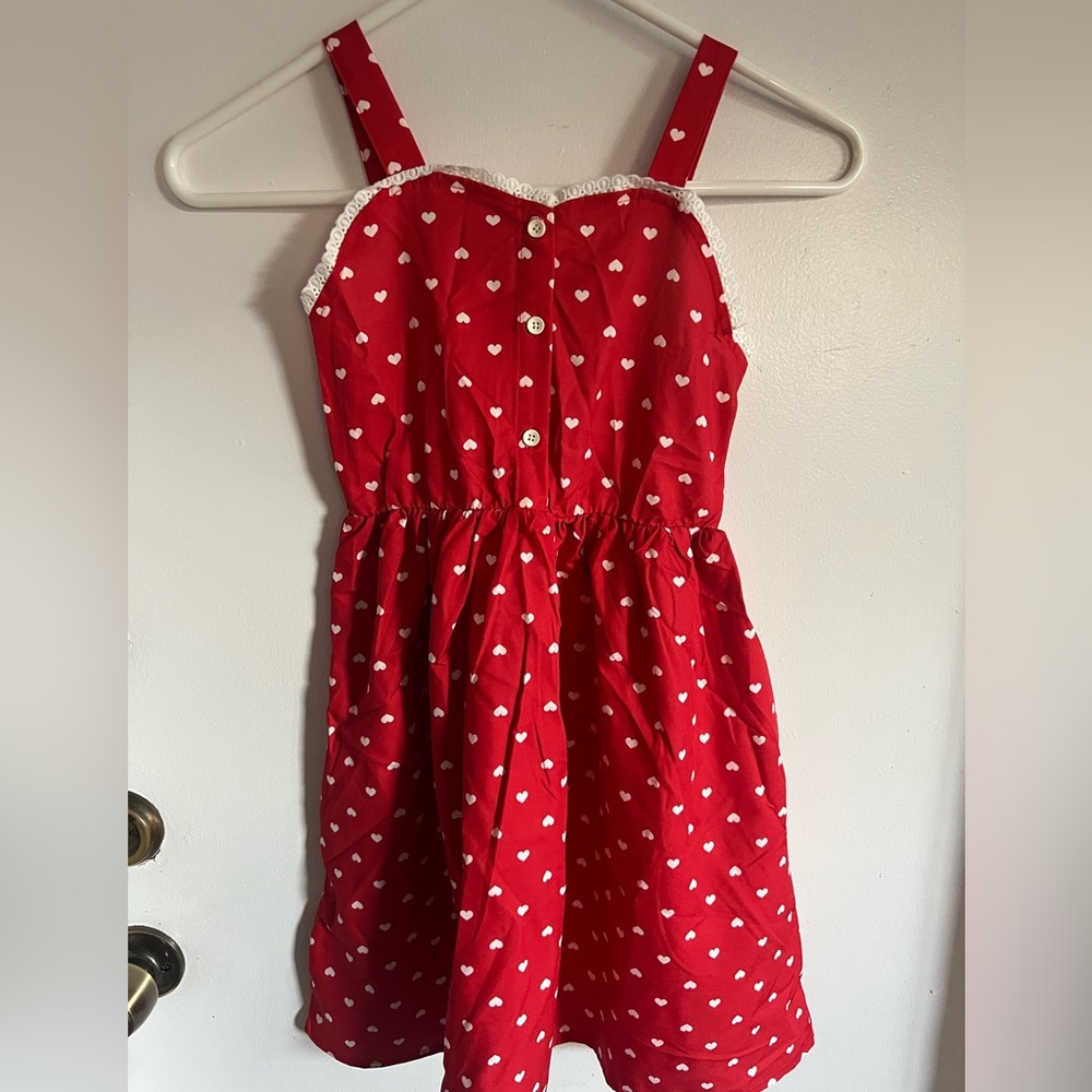 Red Heart-Print Sundress for Girls